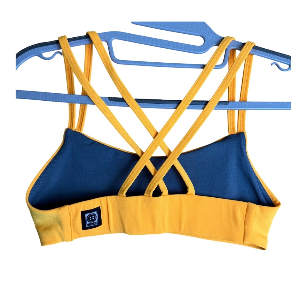 Jolyn Fendricks Suit Yellow Cross Back Swim Bikini Top Women Small UPF 50+